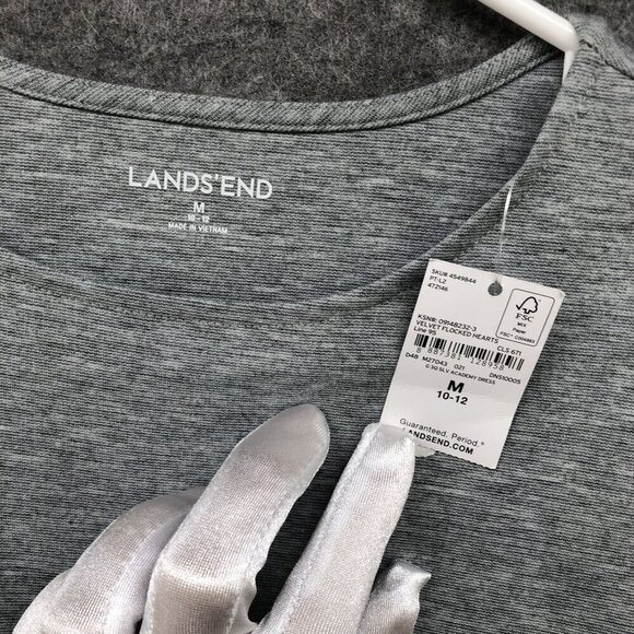 NWT Lands' End Girls Size M 10-12 Dress Ponte Knit Gray Long Sleeve Heart - Picture 3 of 6